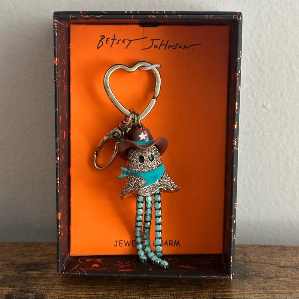 NWT BETSEY JOHNSON COWBOY Ghost CHARM/ KEY RING 🩵✨️🩵✨️👻
